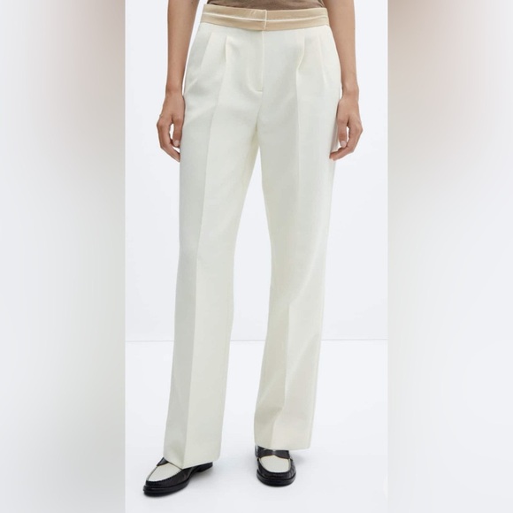 NWT ⚡️Mango⚡️ Pleated Trousers wth Turn-Up Waist - Picture 1 of 7